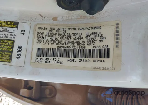 2010 Toyota Corolla S z USA, uszkodzony, nr VIN 1NXBU4EE4AZ248508